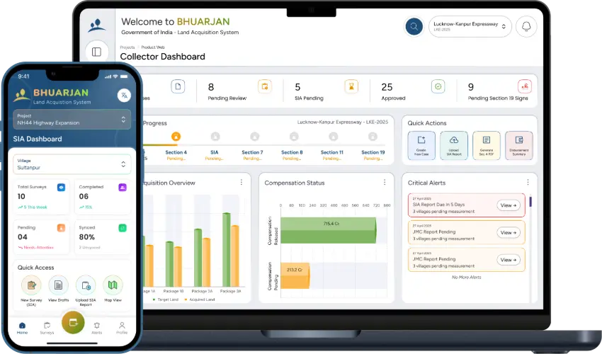 BhuKhadan dashboard on tablet and mobile